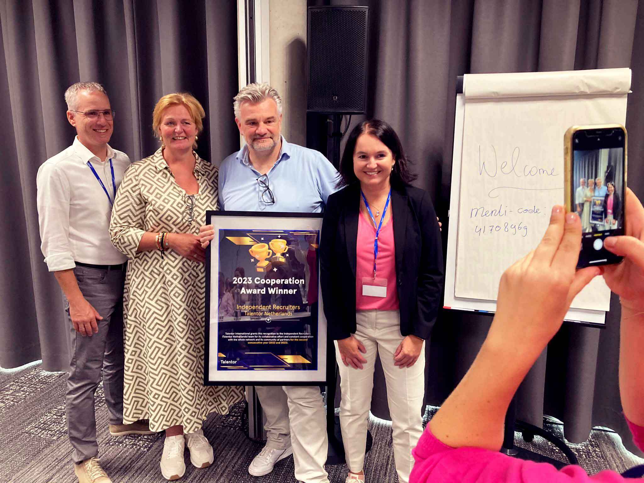 Talentor Summit Amsterdam 2023 Cooperation Award Winner Netherlands